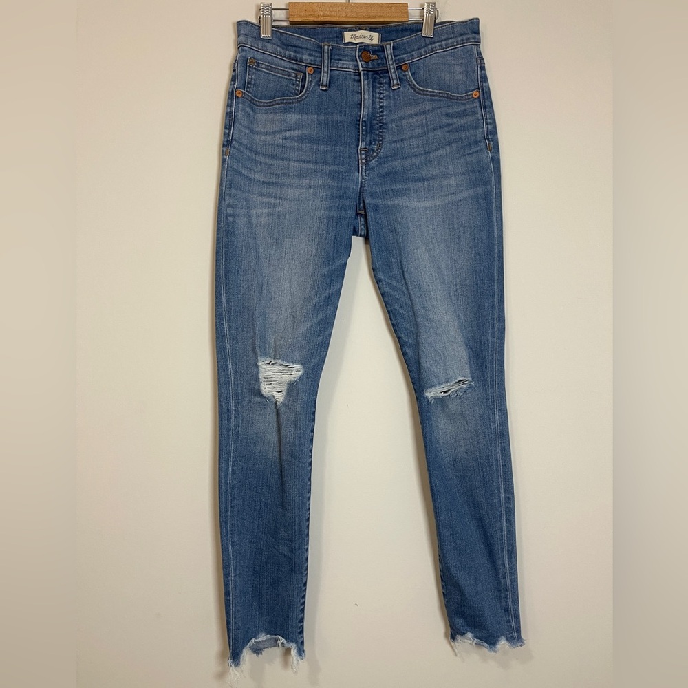 Madewell Womens Jeans Size 27 Blue 9" High Rise Skinny Distressed Denim Bottoms